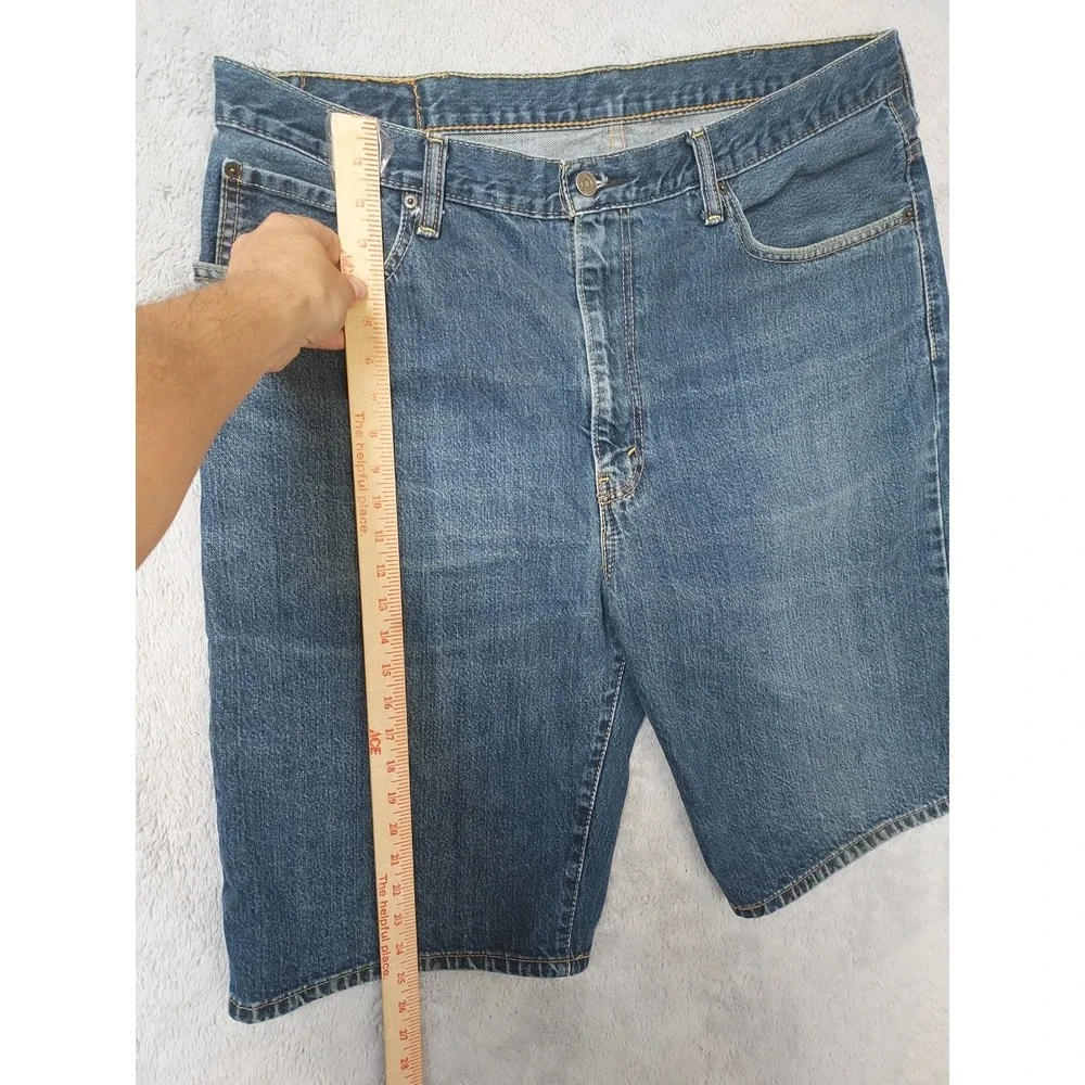 Levis Jean Shorts Mens 38 569 Baggy Skater Grunge Denim Blue Faded Jorts FLAW